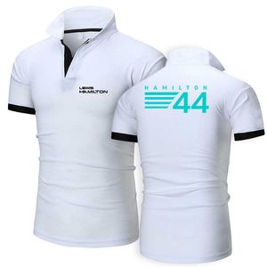 2023 New Formula One Polo da uomo F1 Team manica corta Brand Driver Lewis Hamilton Digital 44 Print Shirt Summer Cotton Casual Risvolto Personalità Top Nome personalizzato