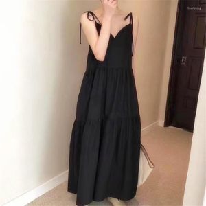 Casual Dresses Korea 2023 Summer Loose Waist Fat MM Vest Sling Long Dress Woman Vestidos De Fiesta Robe