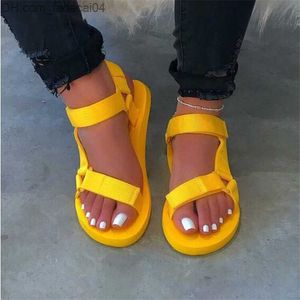 Sandals Sandals Women Summer Soft Slip Sandals Woman Buckle Strap Foam Sole Durable Sandals Ladies Outdoor Casual Beach Shoes 230202 Z230701