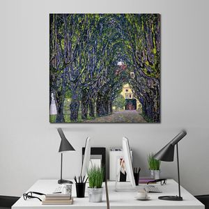 Знаменитая пейзажная живопись Густав Климт, холст, искусство, обсаженная деревьями дорога, ведущая к усадьбе в Каммере, современный декор для гостиной