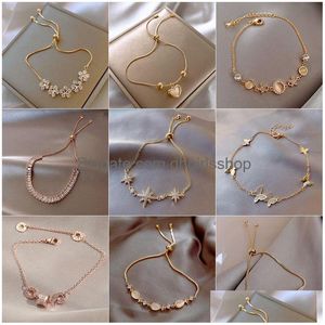 Charm Bracelets Factory Directly Wholesale High Quality Zircon Flower Female Bracelet Studentl Girl Simple Personalized Hand Jewelry Otlbv