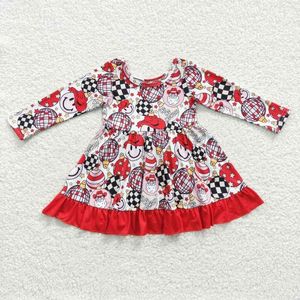 Abiti da ragazza all'ingrosso Baby Christmas Santa Dress maniche lunghe Abbigliamento Kid Children Infant Toddler Holiday Western Howdy Red Clothes