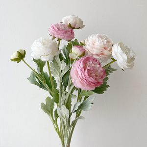 Fiori decorativi 3 teste rosa artificiale rosa peonie bianche fiore di seta casa matrimonio giardino decorazione bouquet di peonia finto