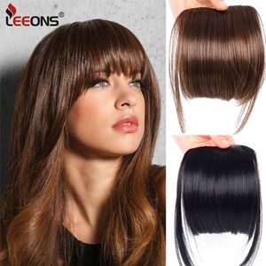 Perucas Sintéticas Natural Reto Sem Corte Franja Fibra de Alta Temperatura Marrom Feminino Presilha Completa Com Franja de Cabelo 6 Polegadas Leeons 230630