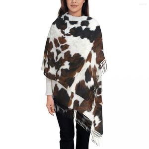 Scarves Fashion Cowhide Texture Tassel Scarf Women Winter Fall Warm Shawl Wrap Female Animal Hide Leather