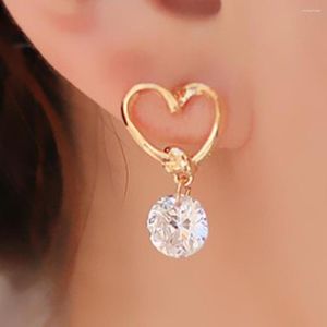 Stud Earrings Earring Heart Fashion Zircon Eardrop Women Shaped Ear Crystal Pins
