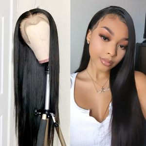 150％26inche 13x4 Glueless Straight Lace Front Human Hair Wigs Lace Frontal Wig Brazilian remy for黒人女性