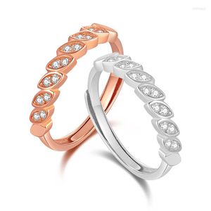 Cluster Rings Kinel 925 Sterling Silver Sparkling Rose Gold Geometric Oval Zircon Ring For Women Original Certified Wedding Party Jewelry