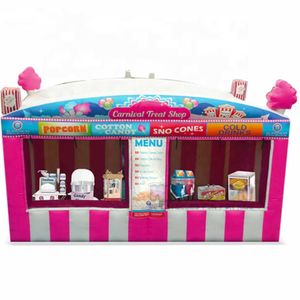 6 m L x 3,5 m W Fast food oxford rosa gigante inflável loja de guloseimas/estande de concessão/cabine de sorvete de pipoca com ventilador