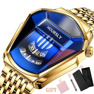 Relógios de pulso HOURSLY Luxury Brand Trend Cool Men's Wrist Watch inoxidável Steel Technology Fashion Quartz Watch For Men Relogio Masculino 230630