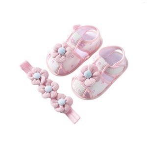 First Walkers Adorable Baby Girls Soft Sole Flats With Flower Detailing And Matching Headband - Perfect For Crib Shoes