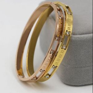 New designed titanium steel bangle 18K gold plated Ball with diamonds Anti allergy women bracelets lovers bracelet gifts Designer Jewelry B0S16