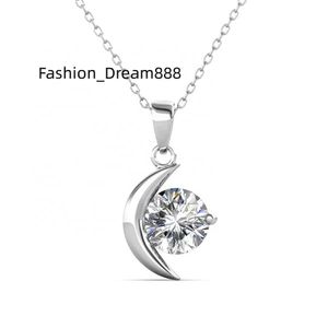 Miljövänlig Moissanite Diamond 925 Silver 18K Gold Plated Custom Crescent Moon Pendant Necklace Destiny Jewellery