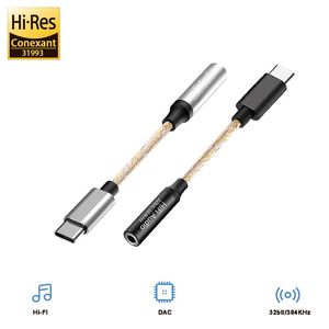 Anslutningar CX31993 HIFI DAC Earphone AMP USB Typ C till 3,5 mm hörlur Jack Audio Adapter Digital avkodare för bok Android Windows 10