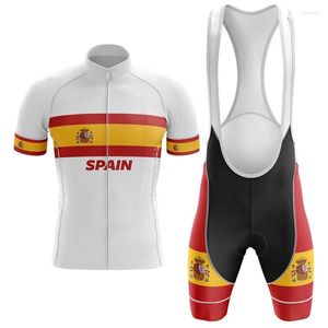 Conjuntos de corrida 2023 Spain Pro Cycling Team Bike Complete Summer Jersey Set Quick Dry Men MTB Bicycle Shirt White Maillot Ropa Ciclismo