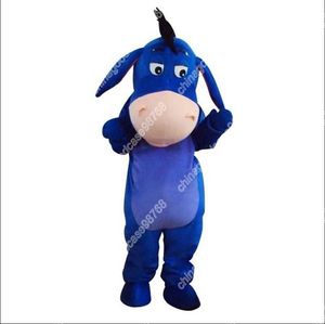 Nowa postać dorosłych Eeyore Donkey Mascot Costume Halloween świąteczny sukienka Full Body Props Kostium maskotki