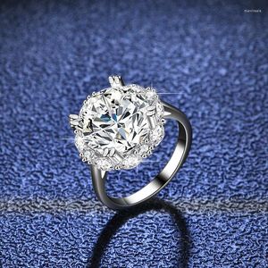 Кольца-кластеры QUKE Real Moissanite Flower Ring 5ct 11mm D Color Lab Diamond Pure S925 Sterling Silver Fine Jewelry Gift For Women