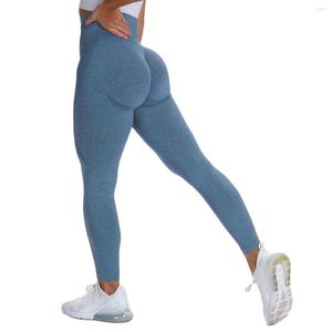 Aktiva byxor Hög midja Sömlös stickning Yoga Fuktig Wicking Tights For Women tränar Gymkläder Leggings Sport Fitness