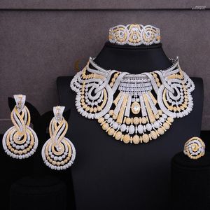 Halsband örhängen set gudki 4st lyx djärva chokers afrikanska smycken för kvinnor bröllop örhängen mode 2023 uppsättningar