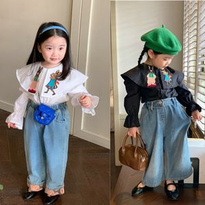 Kids Shirts Spring Autumn Outfits Girl Children Fashio Cartoon Long Sleeves Shirt Boy Baby Embroidery Rabbit Tops Kid Cotton Casual Blouse 230628