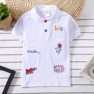 Polos barn t shirt bomull kort ärm pojkar polo skjortor baby pojke skjortor toppar andas 2-8 år småbarn kläder 230629