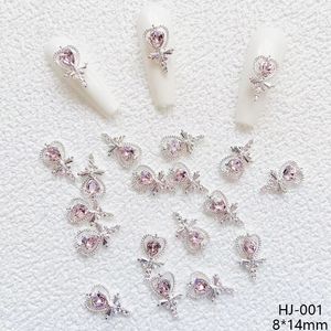Nail Art Decorações 50Pcs Fairy Stick Heart Germ Nail Charm Sailor Girl Moon Design Acessórios Nail Art Supply 8*14Mm Pink Crystal Glitter Manicure 230629
