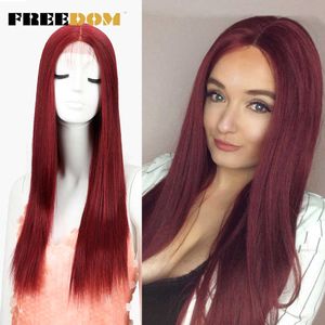 Nxy Synthetic Lace Front Wig For Black Women Long Straight Middle Part Wig High Temperature Red Blonde Ginger Cosplay Wigs 230524