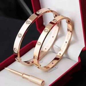 Designer-Liebe, Luxus-Schmuck, Damen-Schraubarmbänder, klassischer Schraubendreher, Armreif aus Titan-Stahllegierung, vergoldet, handgefertigt, Carti, Roségold, verblasst nicht, nicht allergisch