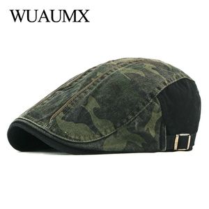Wuaumx Spring Autumn Camouflage Beret Hats Mężczyzn Mężczyźni Kobiety Włosy Hodowca Umyj bawełniany newsboy Capbie Cabbie Ivy Flat Hap Regulted