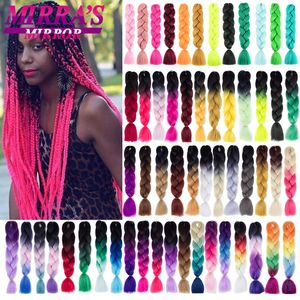 Синтетические парики Mirras Mirror 24 -дюймовые джамбо волосы для косичек Омбр Блеки Блондинка розовая золотая 230630