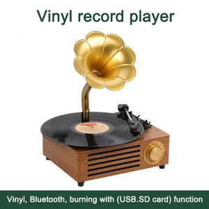 Głośniki Bluetooth Record Player Turntable Fonograph Vinyl RCA Audio wyjściowe transkrypcja winylowa do odtwarzania karty SD na dysk SD