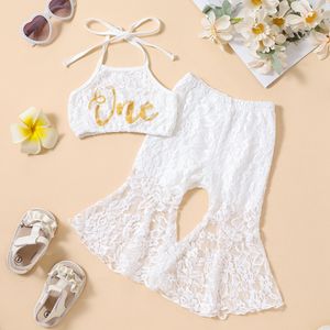 Clothing Sets ma baby 3 12M born Infant Baby Girls Clothes 1st Birthday Lace Outfits One Tops Flare Pants Summer D01 230630