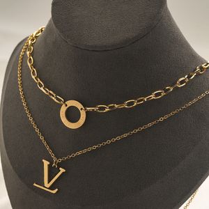18K Goldkette Halskette mit Buchstaben-V-Anhänger, korrektes Logo, hochwertiges Liebesgeschenk, lange Kette, neuer Charme, luxuriöse 925-Splitter-Halskette aus Edelstahl, kein Verblassen, Reiseschmuck