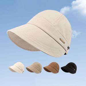 Women Foldable Wide Brim Sun Hat Adjustable Caps Summer Outdoor Beach Hats Sun Protection Female Visors Solid Fisherman Cap