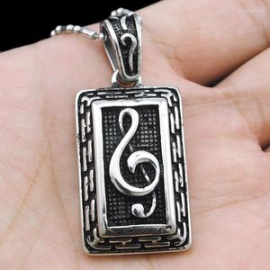 Pendant Necklaces ATGO Vintage Musical Note Squared Necklace For Men Stainless Steel Charm Jewelry Friendship Gifts Accessory BP1440