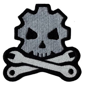 Ferramenta Osso de Caveira Barata Ferro Bordado Em Patch Jaqueta Emblema 100% Bordado Aplique Distintivo 8 7cm 8cm G0042 251J