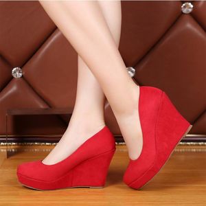 Boots Women Women Heel Wedge Sapato Tamanho 31 a 42 Red Black Blue Spring Shoes Sys739