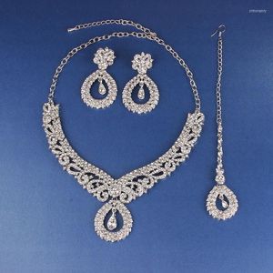 Necklace Earrings Set & Fashion Clear Crystal Earring Wedding Bridal Party Jewellery Sets GiftsEarrings