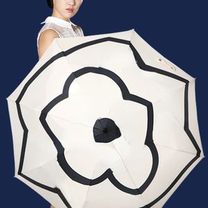 Women's Umbrellas Camellia Designer High Appearance Level of Simple Light Luxurious Vinyl UV Sunny and Rainy Available Umbrella