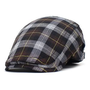 Polyester Plaid Newsboy Caps män platt toppade mössa kvinnor målare basker hattar 02