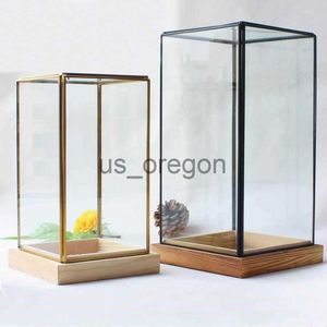 Vases New Miniature Glass Terrarium Geometric Diamond Desktop Garden Planter For Indoor Gardening Home Decor Vases With Wooden Pedesta x0630