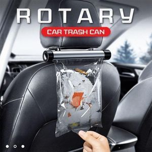 Papperskorgar plast bärbar avtagbar roterande bil kan skräpppåse clip bin rack ramhållare auto interiör tillbehör släpp 230629