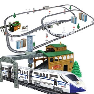 Electric/RC Track High Speed ​​Children Train Toy Railway Electric Train Rails Child Train Toy Children Assemble DIY Tracks Set Kids Locomotive 230629