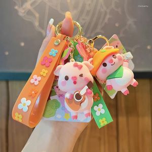 Keychains 1PC Lovely Pig Keychain Fashion Silicone Animal Pendant Kid Gift Toy Women Bag Purse Car Phone Jewelry Keyring Ornament Craft