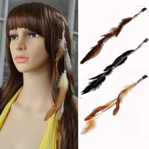 Grampos de cabelo 1pc Boho Vintage Longo Feather Clip Hairpin Feminino Tiara Extensão Penas Produtos Acessórios Jóias