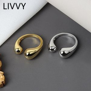 Cluster Rings LIVVY Cor Prata Jóias Contas Bola Duplas Abertura Para Casal Feminino Tendência Moda Presente 230630