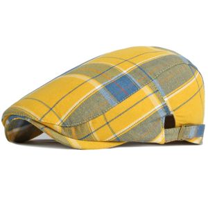 HT4031 BERETS 2022 Nya vårens sommarmössa Hattar för män Kvinnor Ivy Newsboy Flat Cap Plaid Artist Painter Beret Hat Retro Beret Cap