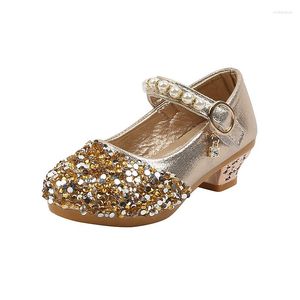 Flat Shoes Girls Baby Wedding Children Princess Dance High Heel жемчуг. Детская кожа 25-36 E342