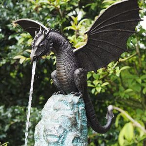 Decorative Objects Figurines Solid Bronze Water Feature Gothic Garden Statue Resin Sculpture for Home Outdoor Decoration Statue/Fountain Dragon Cast 230629
