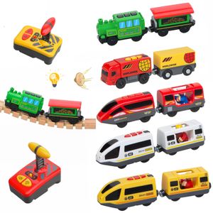 Electric/RC Track Remote Control Electric Train Toy Set Wooden Railway Accessories Fit For Wooden Train Track Kids Toys 230629